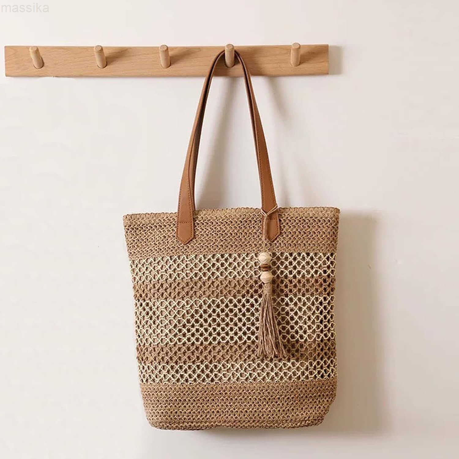 Straw Beach Bag Buckets Totes Handbag Shoulder Tote Bag Straw Purse Summer Purse Women Summer Handbag M251017