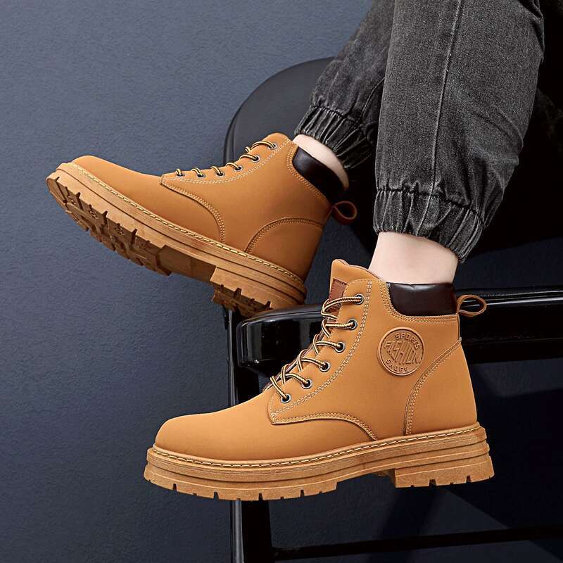 2023 New Autumn Men's Classic Fashion, Durable, Waterproof, High Top Martin Boots Soft Bottom Workwear, Anti Slip