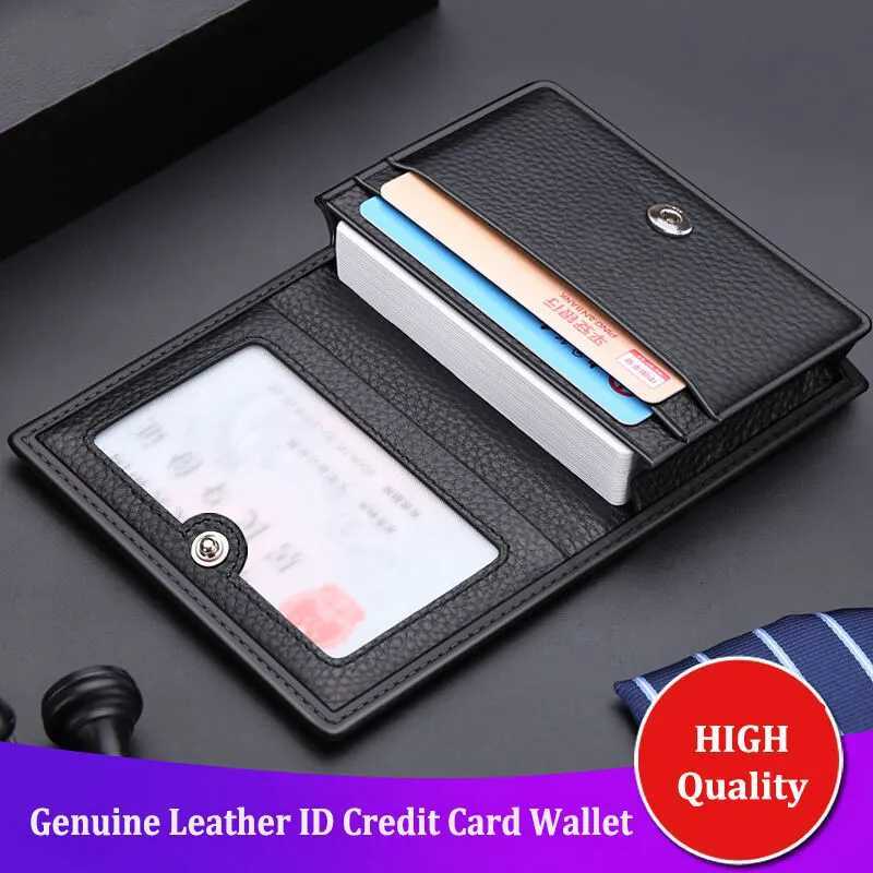 NEW 2025 Genuine Leather Wallet Ultrathin Fold Unisex Purse Credit Card ID VIP Bank Slim Bag Simple Business Card HoldersW251017
