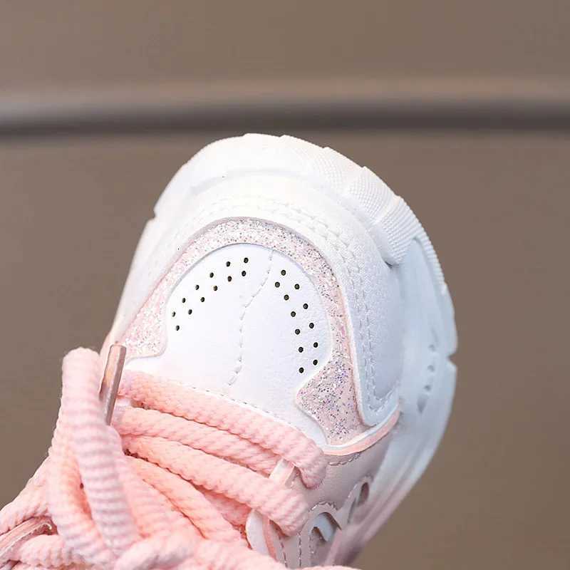 Girls Platform Shoes Cute Children Sneaker Spring PU Leather White Pink Kids Casual Shoes Sports Tennis Sneaker for Little GirlsT251017