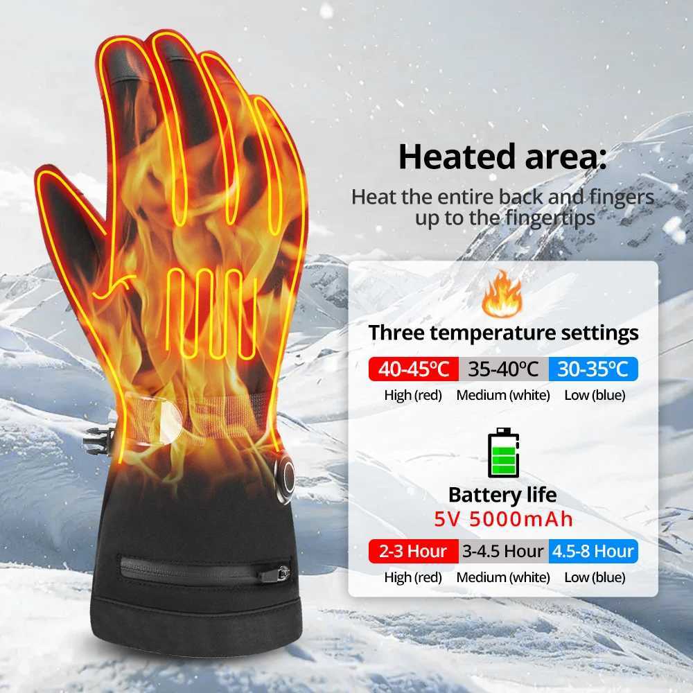 Electric Heated Gloves Skiing Winter Snow Gloves Touch Screen Windproof Warm Rechargeable Battery Hunting Fishing Men H251017