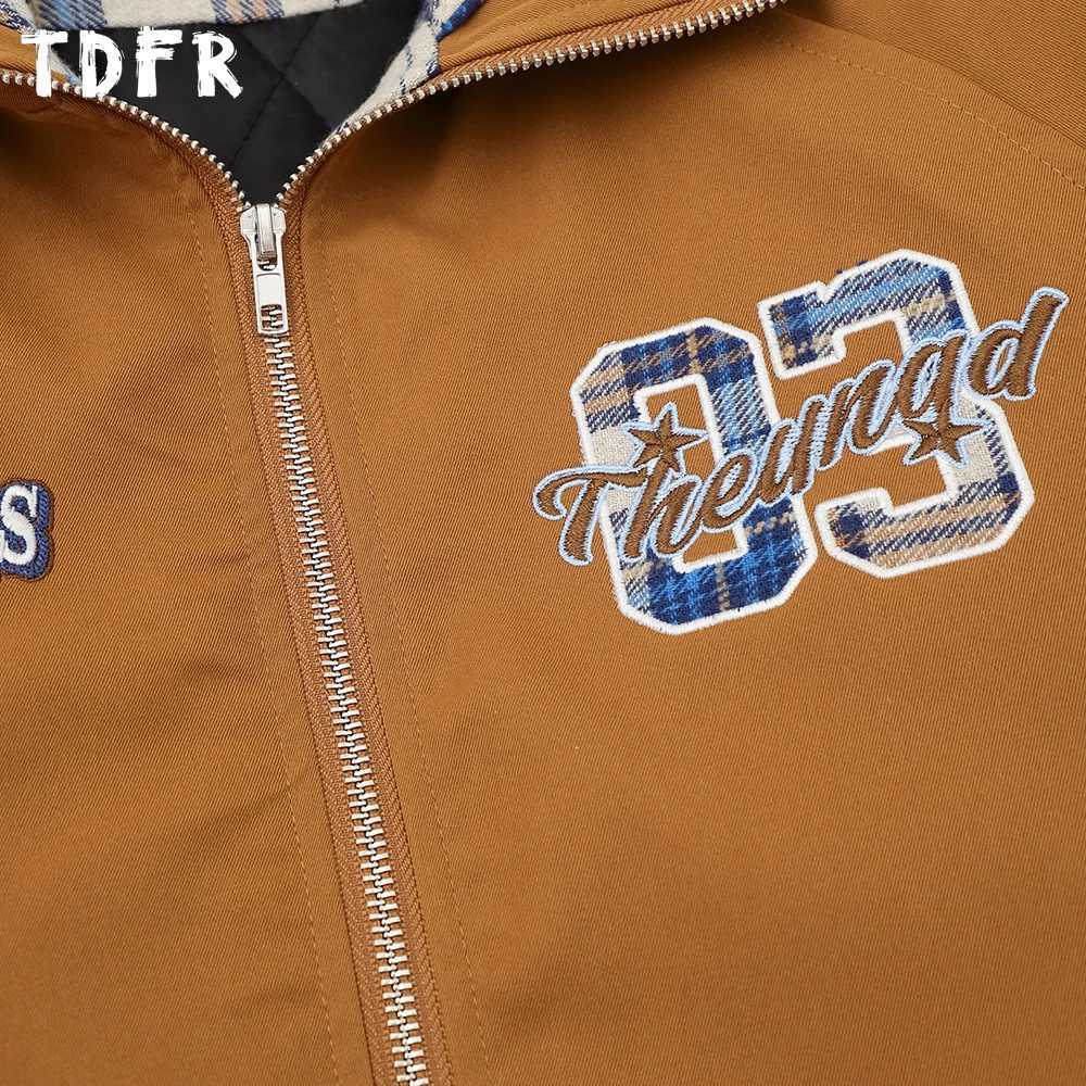 Faketwopiece Hooded Baseball Quilted Jacket Mens Letter Embroidery Retro Casual Winter Loose Raglan Sleeve Padded Jacket Man J251017