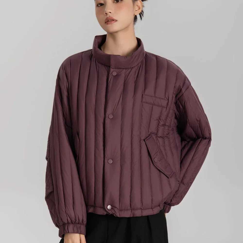 CXFS 2025 New Autumn Winter Lightweight Loose Puffer Down Coat Women Stand Up Collar Warm Casual White Duck Down Short Jacket W251016