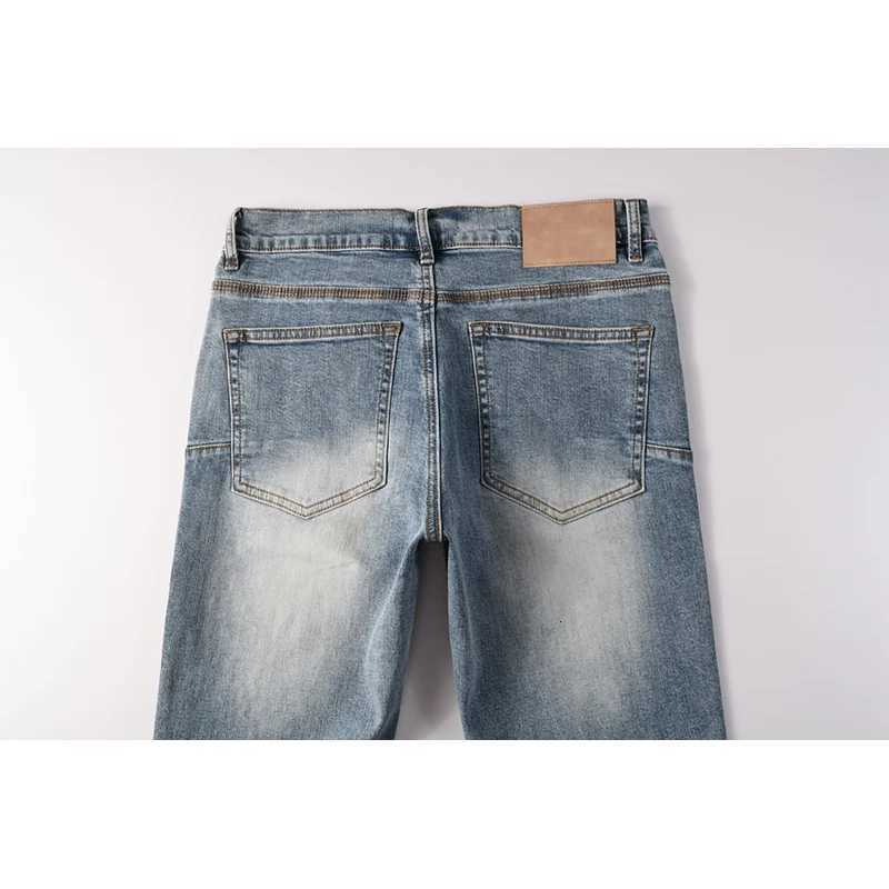 Washed Distressed Light Indigo Rhinestones Cross Patterns Stretch Skinny Button Fly Raw Hem Jeans Y251105