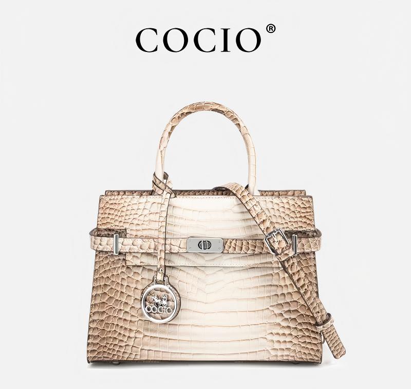 COCIO free shipping designer shoulder bag Genuine Leather classic women's fashionable square bag multifunctional handheld shoulder cross body bag