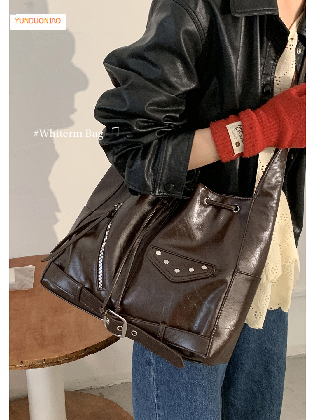 Autumn/Winter Minimalist New Luxury Handbag Large Capacity Retro Style Bucket Bag Designer Bag Women's Shoulder Crossbody Bag