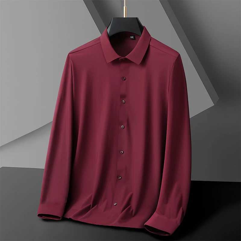 Summer Mens Elastic Long Sleeve Shirt Oversize 6XL 7XL 8XL 10XL plus Size Formal Black White Designer HighQuality Traceless J251017