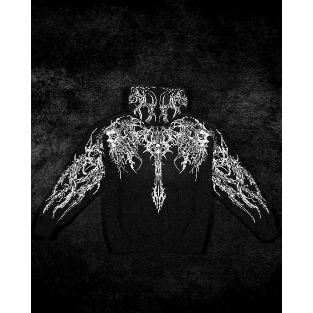 Women's Gothic Angel Wings Cross Graphic Hoodie - Black Pullover With Front Hooded Sweatshirt For Everyday & Special Ocns, Sweater Casual Wear, I