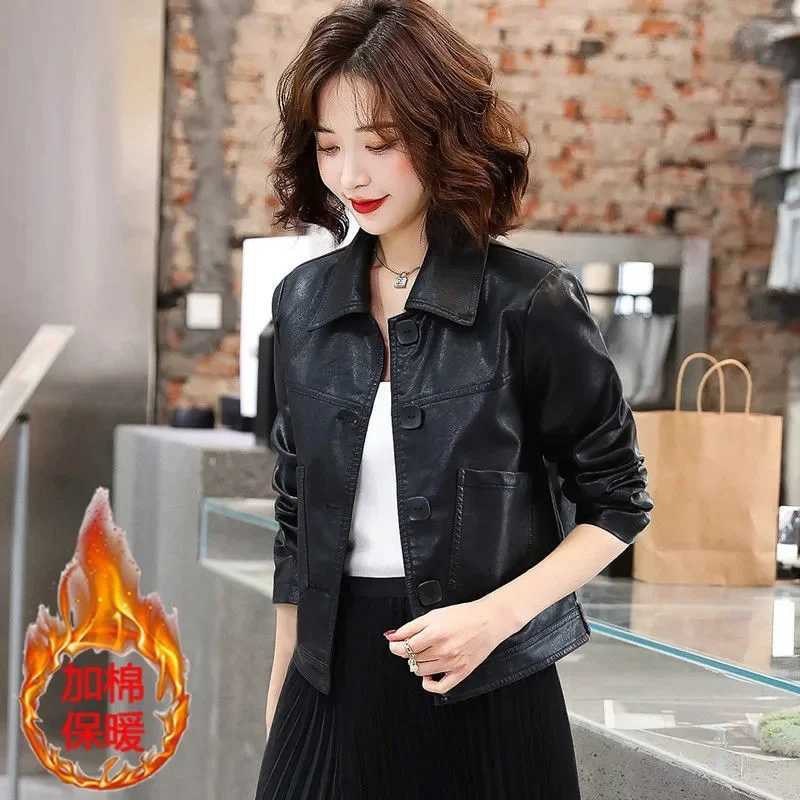 Spring Autumn Women Large Size 4XL PU Leather Coat 2024 Ladies Faux Leather Tops Jacket Female Short Leather Clothing OutwearT251017