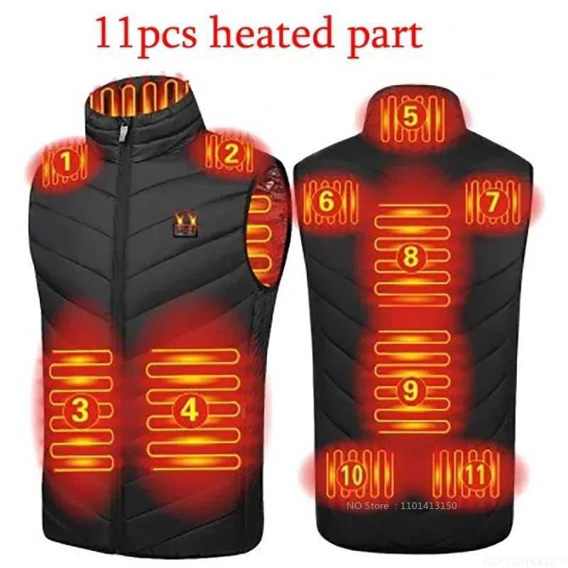 23PCS Heated Jacket Fashion Men Women Coat Intelligent USB Electric Heating Thermal Warm Clothes Winter Heated Vest Plussize H251017