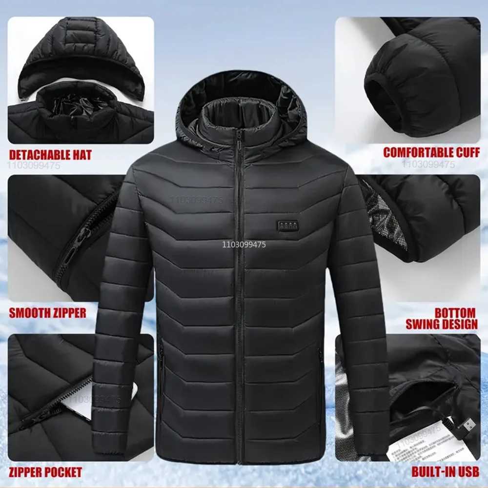 Heated Jackets Men Women 92125 Areas Self Heating Jacket Winter Coat Vest Detachable Hood Heated Down Jacket Clothing Washed H251017