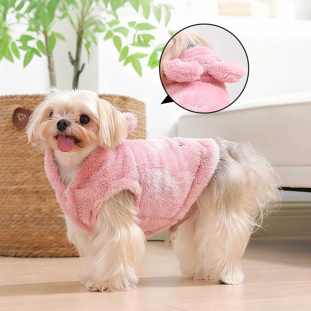 Soft Pet Hooded Jacket Sweater Winter Warm Fleece Puppy Clothes For Small Dogs Cats Cozy Cute Ear Chihuahua Yorkshire CostumesW251017