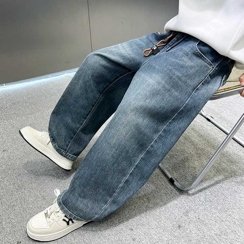 Korean Child Fashion Distressed Baggy Jeans For Tweens Boy Loose Style Folded Denim Pants Kids Cowboy Casual Trousers Age 514 TT251017