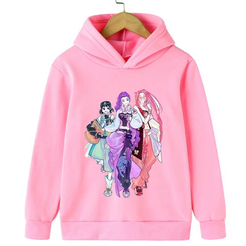Outdoor childrens autumn and winter hooded sweatshirt KPop Devil Hunter print girls and boys casual sportswear C251017