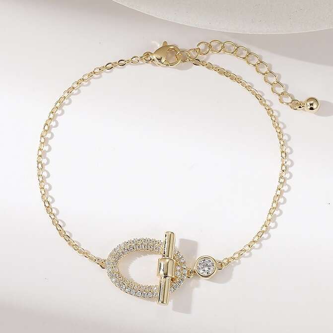 Small Q-shaped Pig Nose Simple Exquisite Super Shiny Full Dia Niche High-end K Gold Bracelet New Jewelry