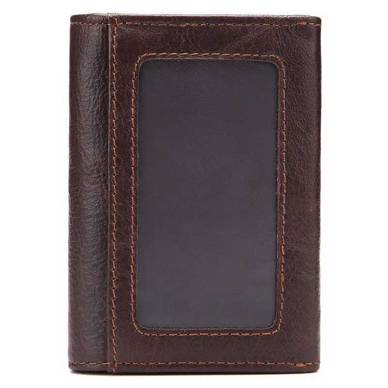 Mini Wallet Oil Wax Genuine Leather ID Credit Card Holder Casual Hasp Mens Short Handy Zipper Coin Purse Unisex AccessoriesW251017