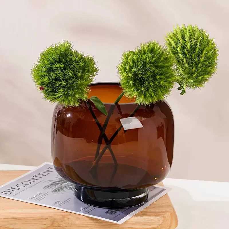 Ins Style Circular Large Belly Glass Vase Simple and Creative Hydroponic Flower Container Living Room Flower C251017