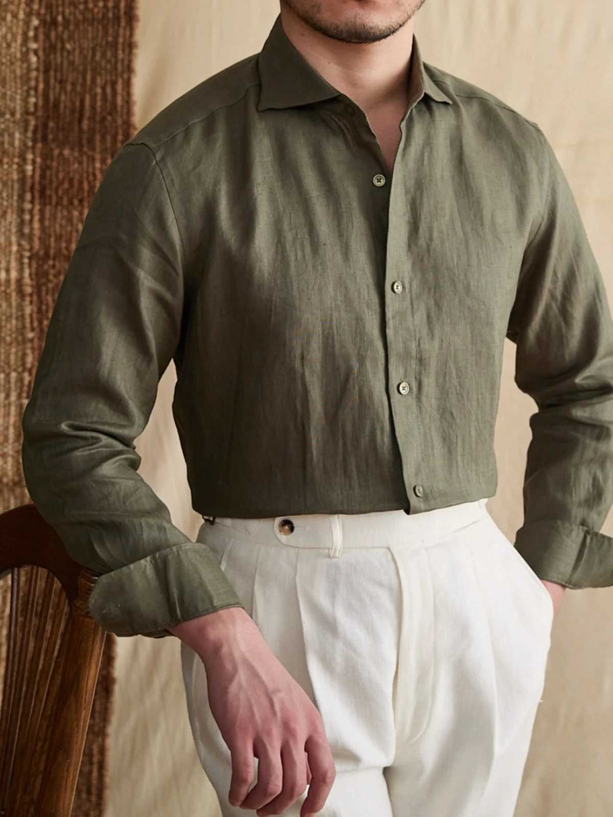 Mr Deer Tee Summer Thin Faion Long Sve irt Linen Casual Slim Fit Breathable Trendy Mens Casual irt Urban Sle J251017