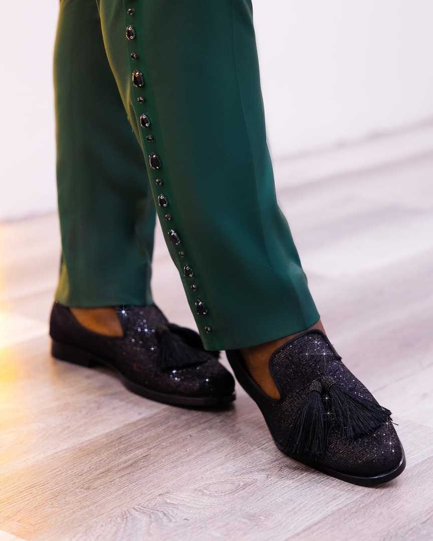 Luxury Diamond Beaded Tassels Tuxedos Suits For Men Single Breasted Blazers Outfits Customized Man 2 Pieces Groom Party Dresses