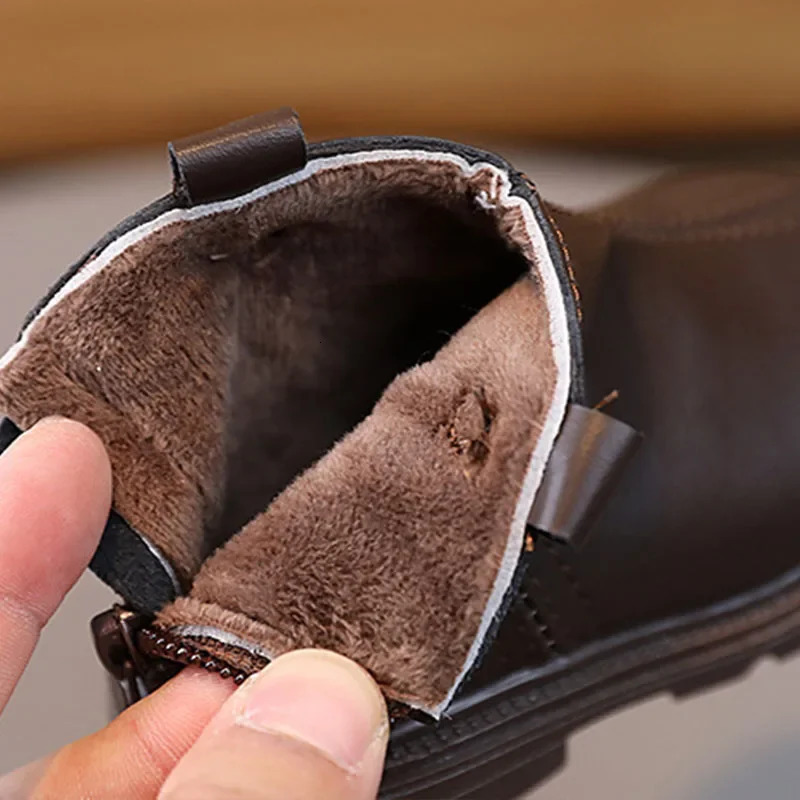 Trend Back Zipper chimney boots for toddler girl Cozy Velvet born Baby Boy Short Boots Winter Birthday Party Shoes I07236 251015