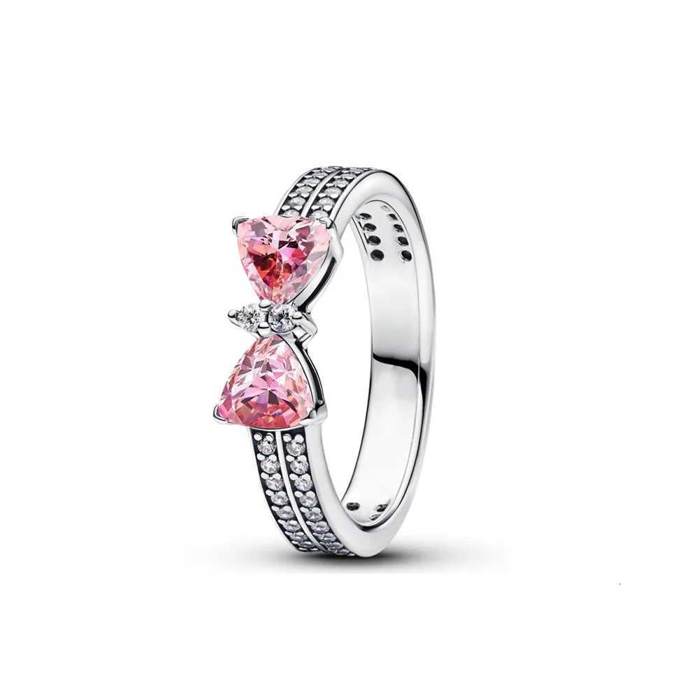New pink heartshaped 925 sterling silver love ring CZ zircon inlaid original ring Valentines Day womens jewelry wedding giftW251017