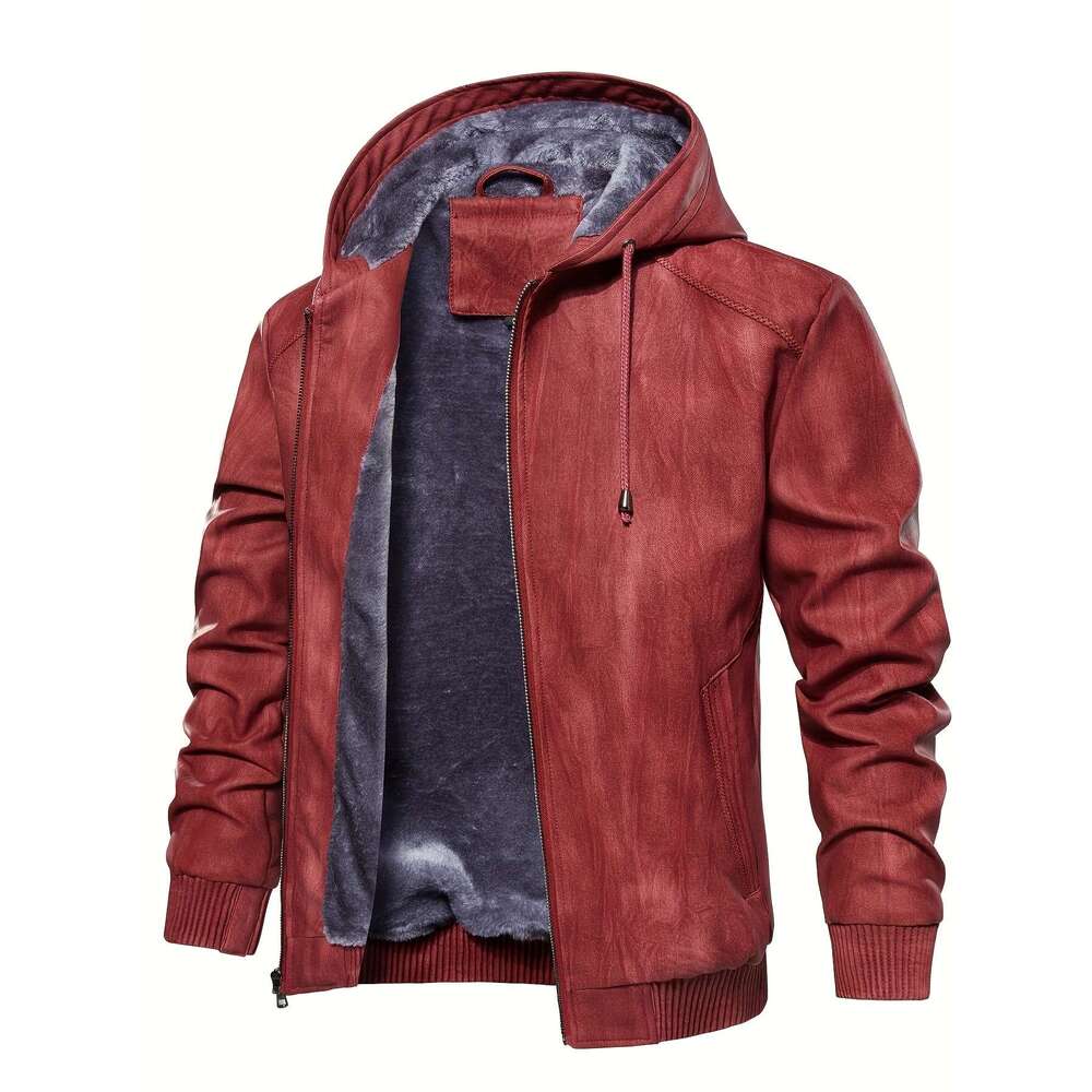 Vintage Jacket Men's Vintage-Style Breathable, Tear-Resistant, Hooded Zip-Up With Polyester Lining Casual Outdoor Wear Winter Multi-Pocket Design