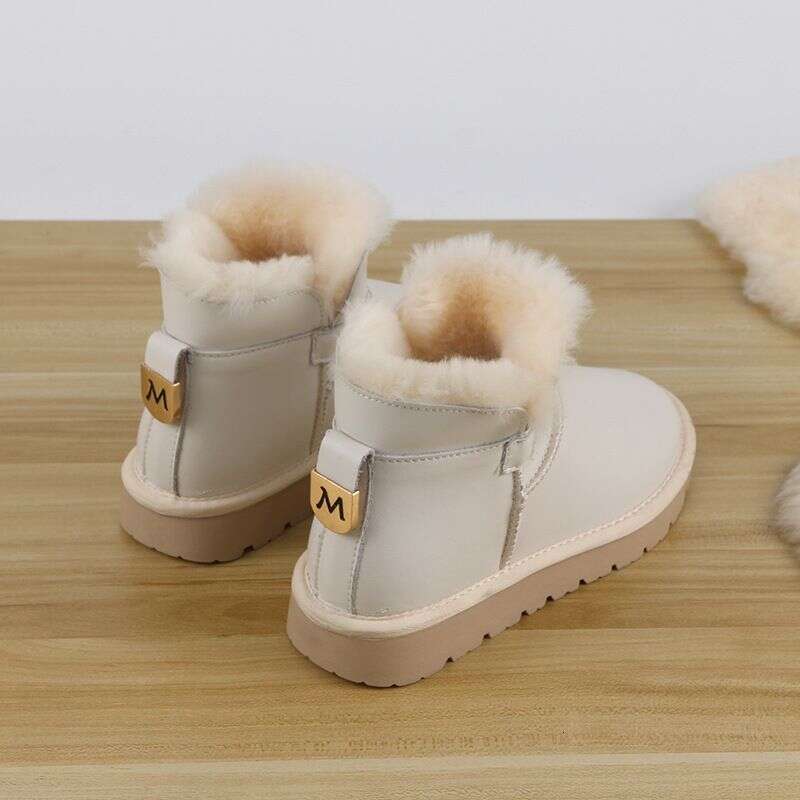 Winter New Genuine Plush Thick Cotton Shoes With Integrated Leather And Fur Anti Slip Boots