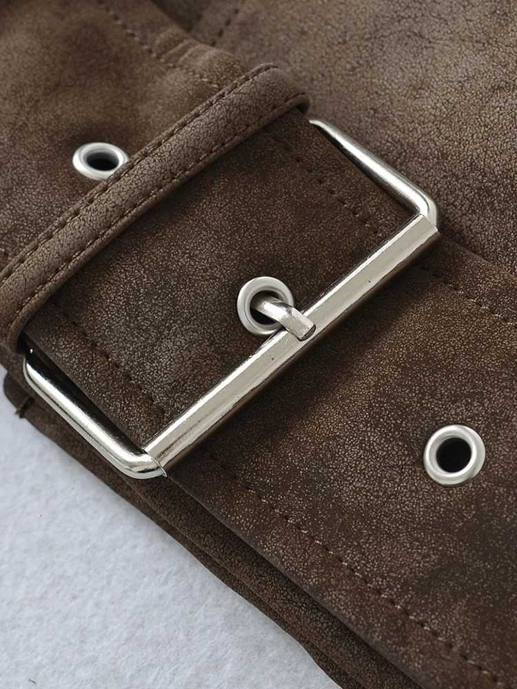2025 Y2K Spring Autumn Women Retro Loose Faux Leather Jacket Streetwear Female Vintage Moto Biker Belt Zipper Coat OutwearT251017