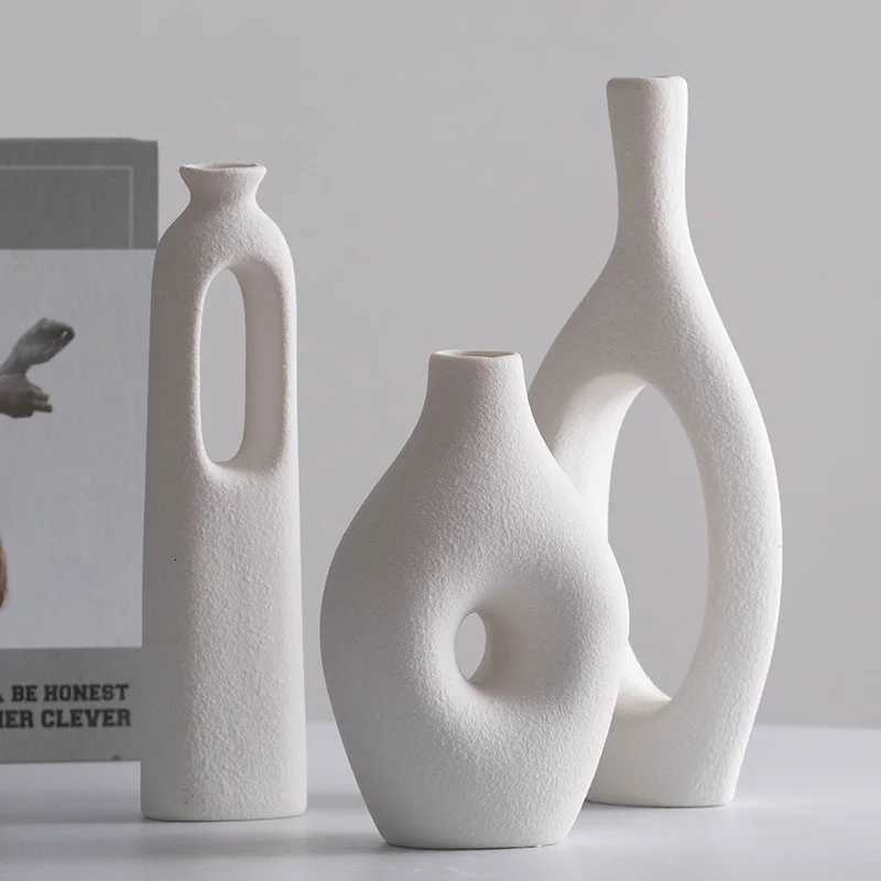 Scandinavian white creative dried flower vase suitable for living room dining table TV cabinet as a home decoration or entra C251017