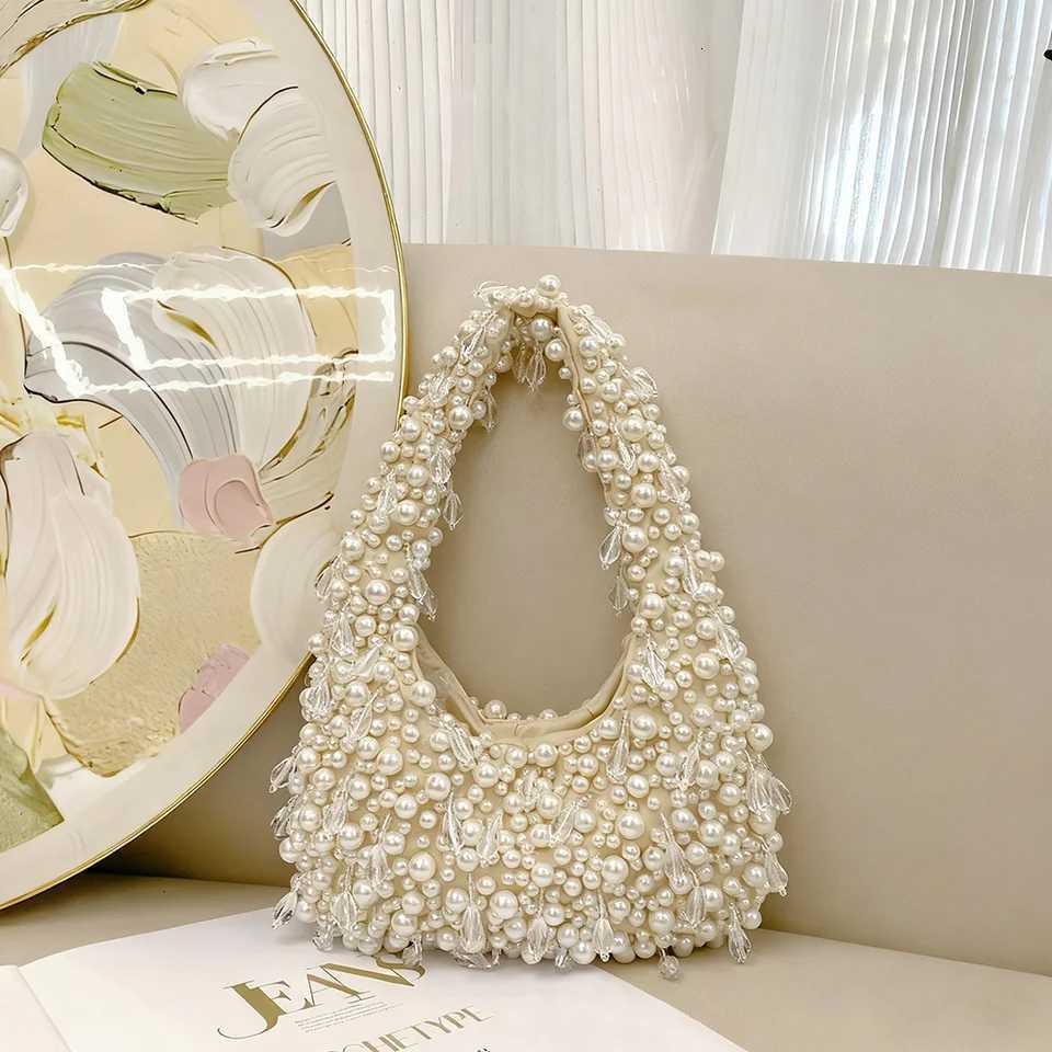 High Quality Pearl Beaded Handmade Women Handbag Fashion Evening Bag Wedding Party Clutch Purse Beads Beading Woven Shoulder Bag Z251017