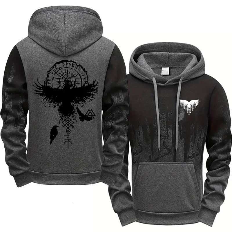 Autumn Winter Men Hoodie Viking Raven Print Sweatshirt Warm Comfortable Outdoor Fashion Top Quality Casual Outwear Male Clothing Z251017