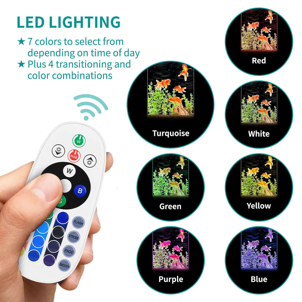 Acrylic Fish Tank with Night Light, 3 Gallon Fish Tank with Filter and Light, Self Cleaning Desktop Aquarium Starter Kit & LED Lamp, 360 View for Smal