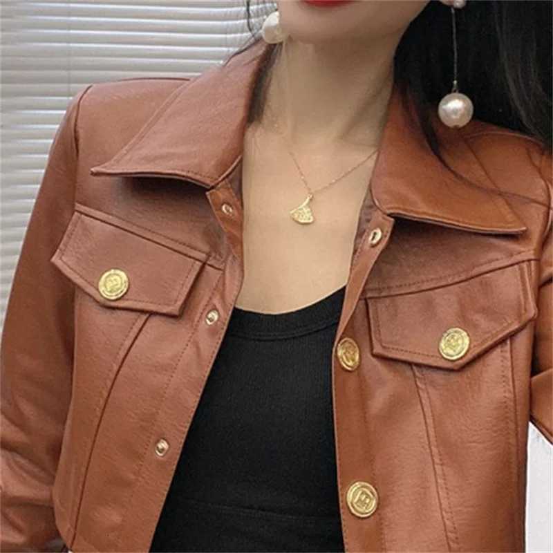 HighGrade Fashion RainProof Coat PU Leather Short Coat Womens New Autumn Winter And Spring Clothes Joker Fashion JacketT251017