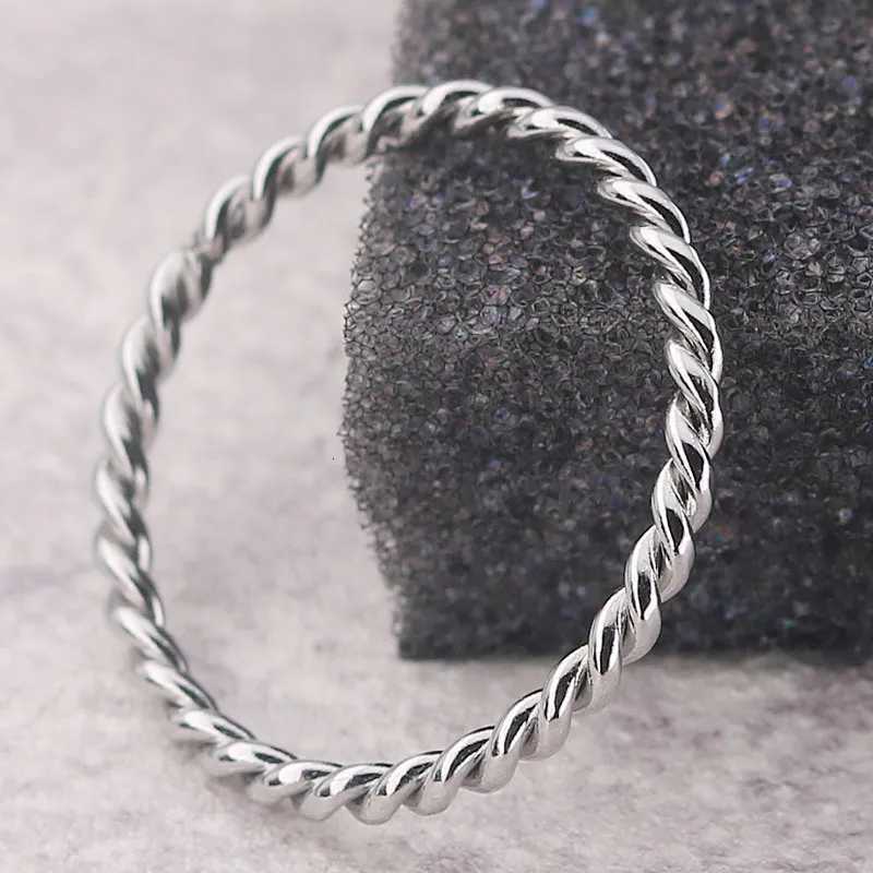 Ramos 2MM Knuckle Rope Twist Ring Stainless Steel Wedding Band for Women Girls Stacking JewelryW251017