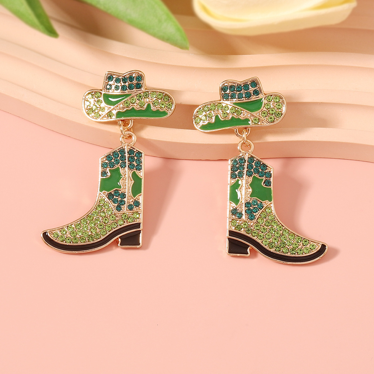 Luxury earrings Fashion Personality Temperament Cowboy Style Oil Drop Diamond Alloy Boots Earrings Jewelry designer earrings for woman free shipping