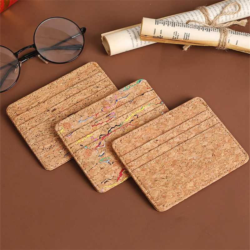 Cork Leather ID Bank Card Holder Credit Multi Slot Slim Card Case Wallet Women Men Business Card Cover Money Bag Coin PurseW251017