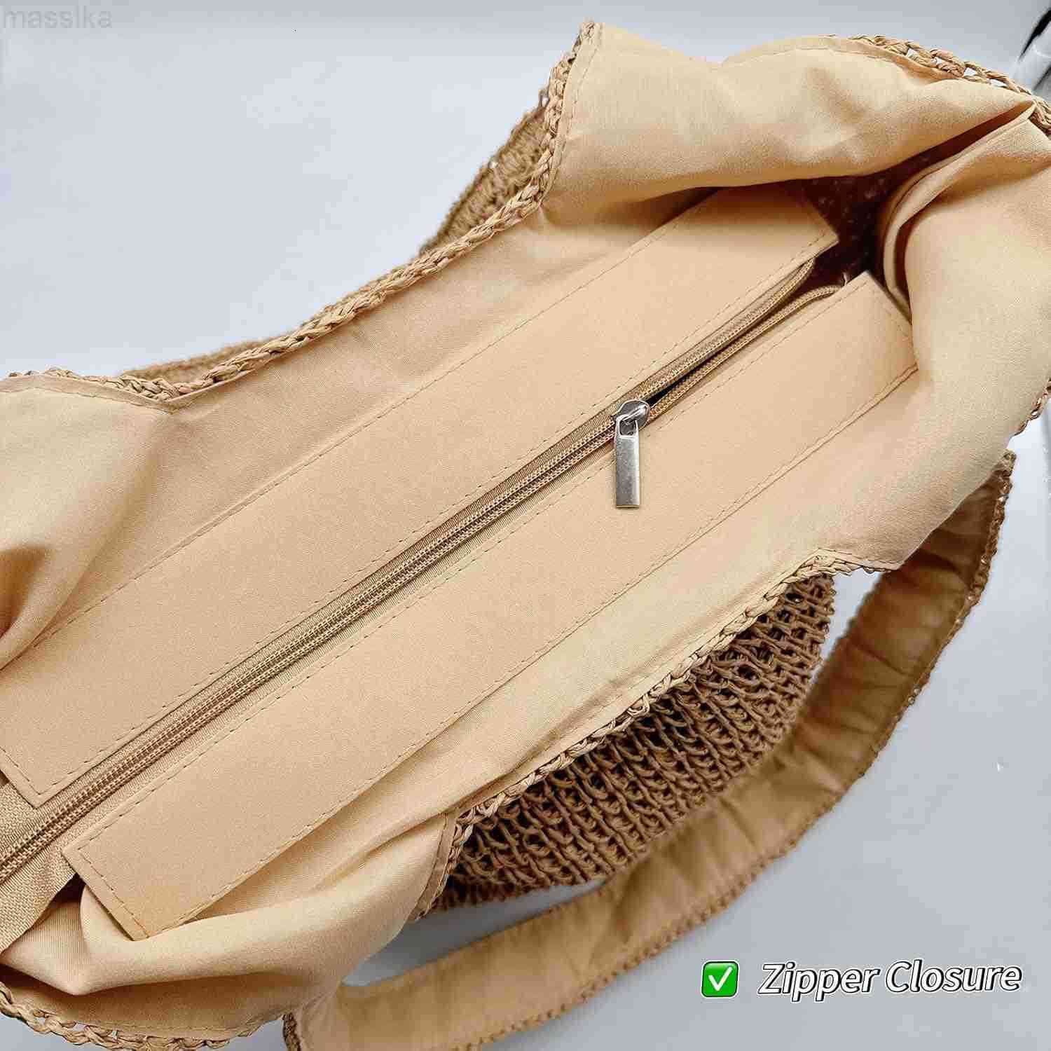 Straw Beach Bag Buckets Totes Handbag Shoulder Tote Bag Straw Purse Summer Purse Women Summer Handbag M251017