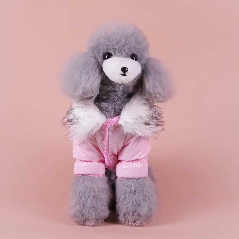 Newest Winter Pet Dog Coat Jacket Simulation fur Collar Pet Costume for Small Dogs Maltese Overalls Puppy Cat Clothing PantsW251017
