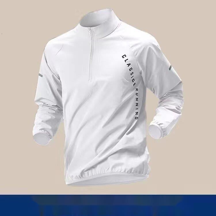 Winter Fleece-Lined Warm Affordable Quick-Dry Long Sleeve T-Shirt Men's Sports Top Running Morning Jogging Half-Zip Training Wear