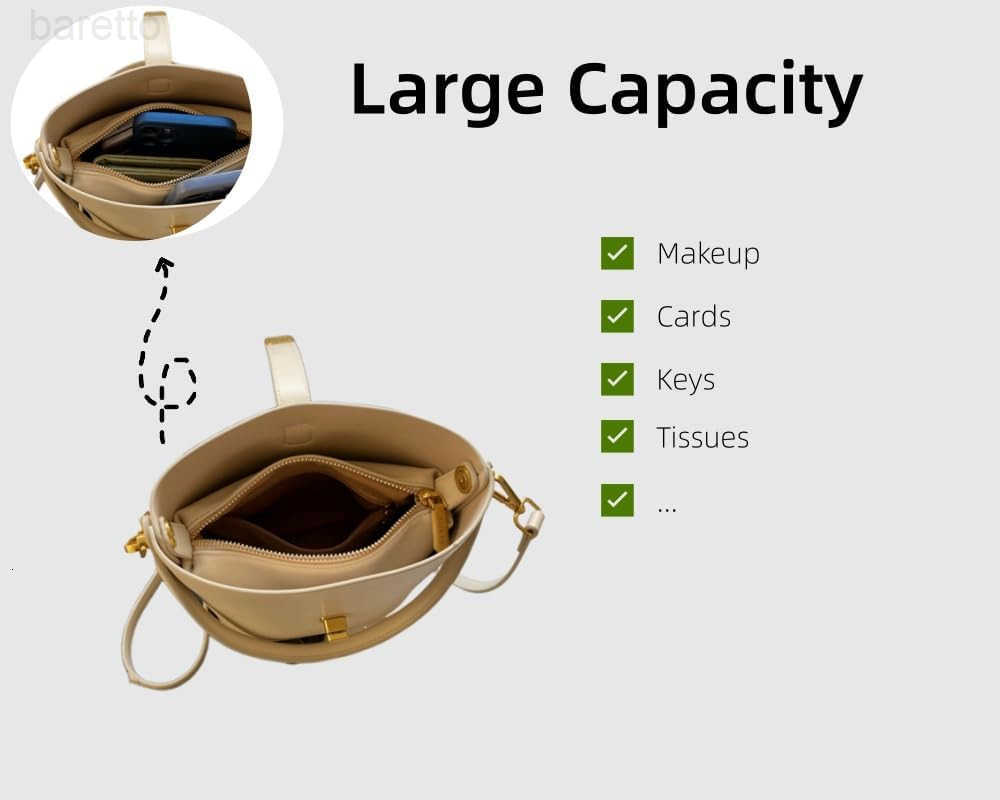 Bucket Bag for Women Stylish Shoulder Bag PU Leather Crossbody Bag Trendy Purse with Zipper Closure Z251017