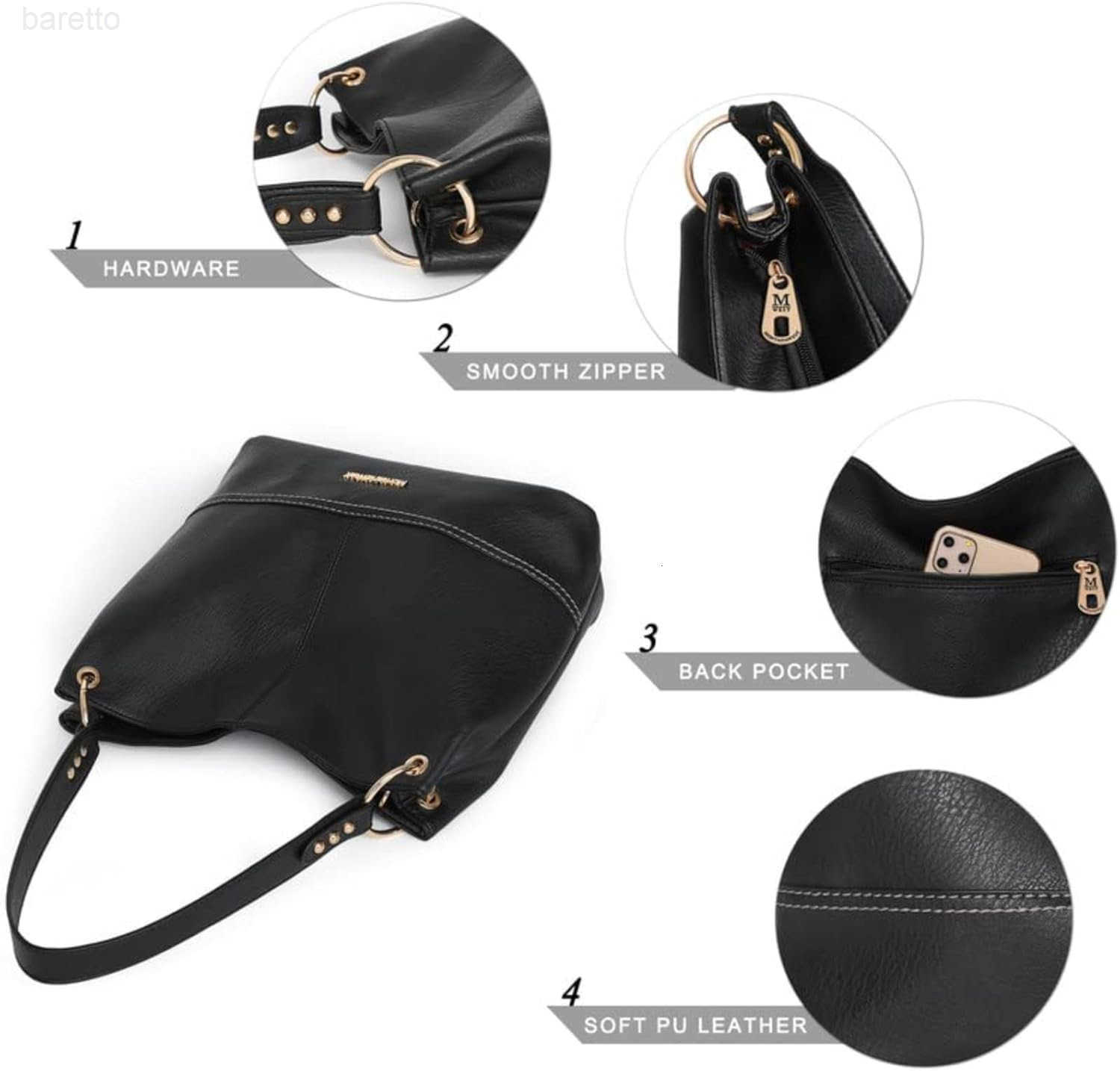 Purses for Women Hobo Shoulder Handbags with Zipper Z251017