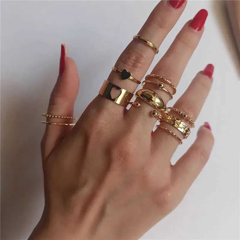 Zircon Pearls Butterfly Geometric Circle Knuckle Rings Set For Women Boho Heart Finger Ring Female Party Jewelry Accessories Z251017