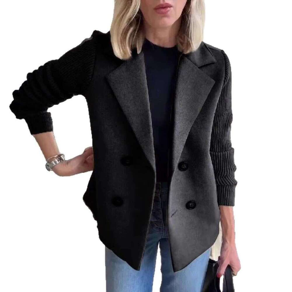 Autumn Women's Suit Collar Casual Top Woolen Coat Ins B5