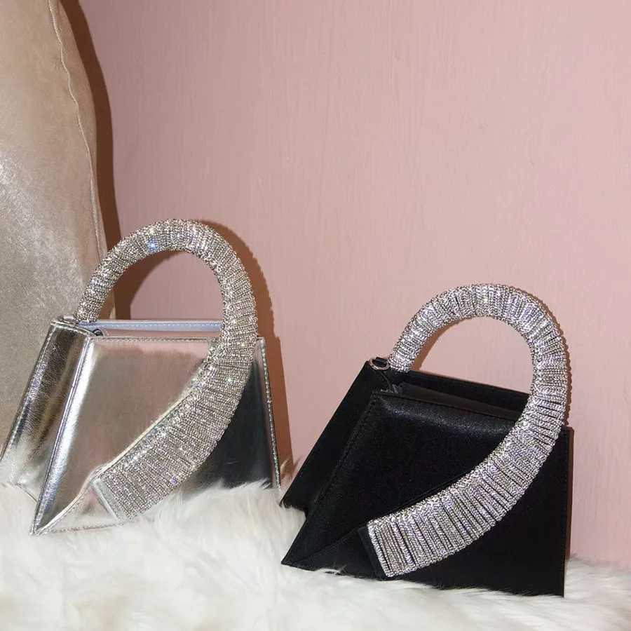 Luxury Satin Square Bag Wedding Party Clutch Purse Glitter Shiny Diamonds Handle Evening Bag Crossbody Bag Women Fashion Handbag Z251017