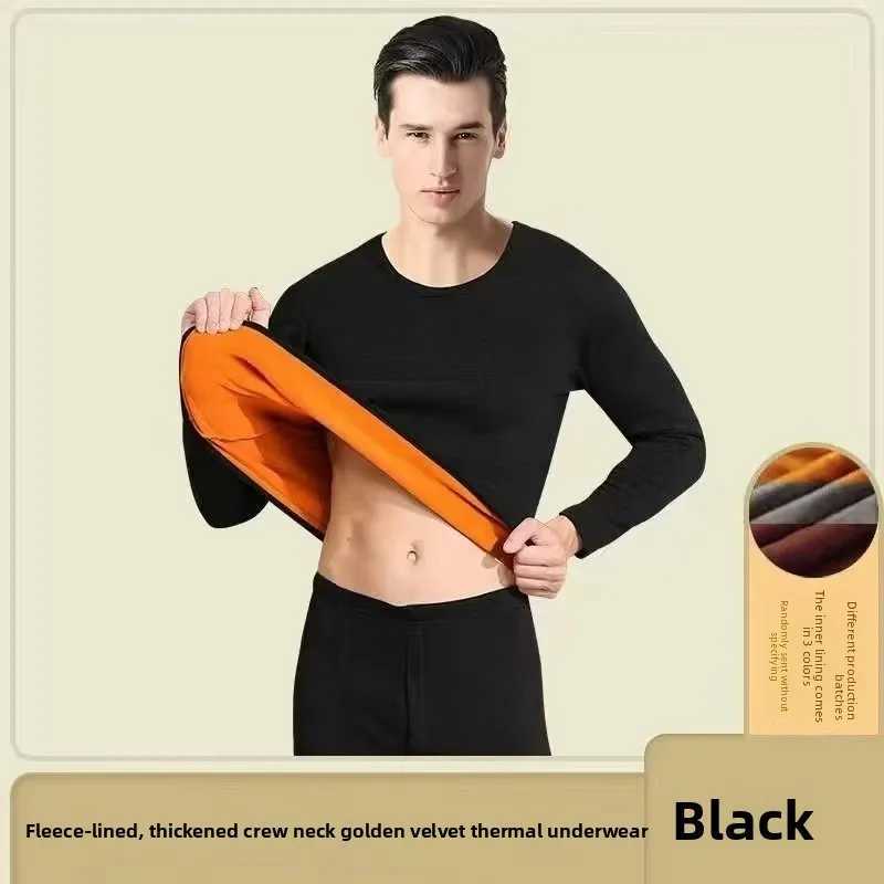 Mens Thermal Underwear Set Fleece Lined Thick Heated Winter Warm Golden Fleece AntiCold Base Layer Long Johns Top Bottom Outfit H251017