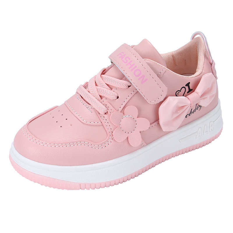 2024 Autumn Childrens White Shoes Girls Flower Student Bowknot Sneakers Lowtop Running Shoes Casual W251017