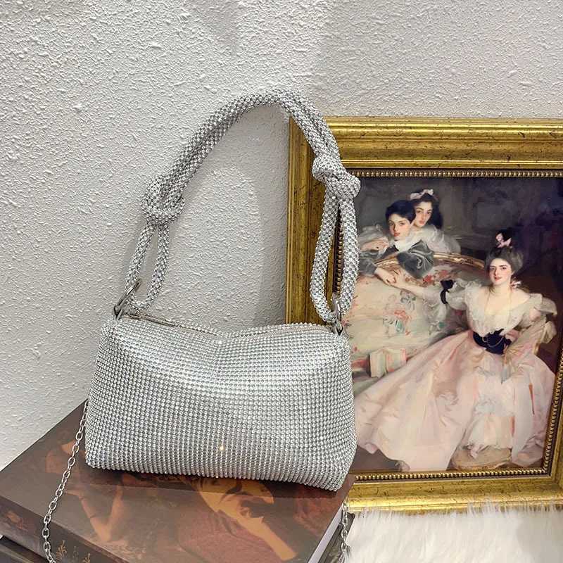 Diamondencrusted diamondknotted underarm bag shiny personality simple dumpling shoulder bag womens hand bag Z251017