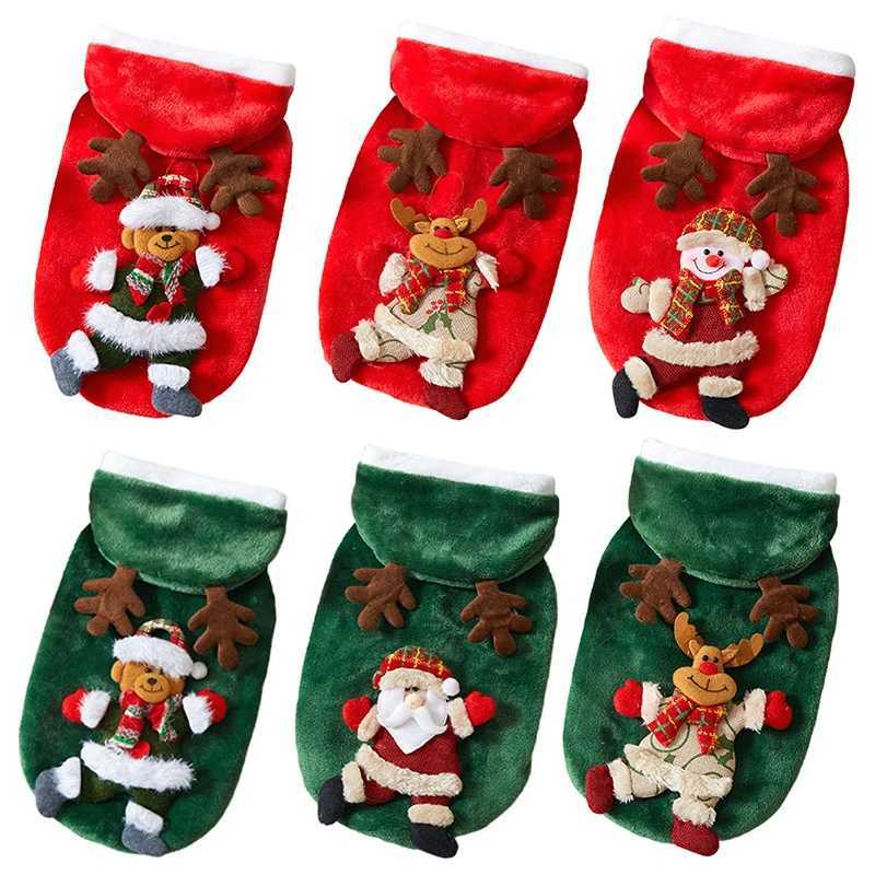 Christmas Dog Clothes Autumn and Winter Flannel Cats Dogs Hoodies Pet Clothes for Small Medium Dogs Christmas Dog Cat CostumeW251017