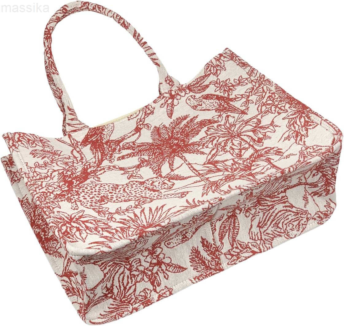 Luxury Large Tote Bag Retro Embroidery Jacquard Handbag Cotton Linen Bags for Women M251017