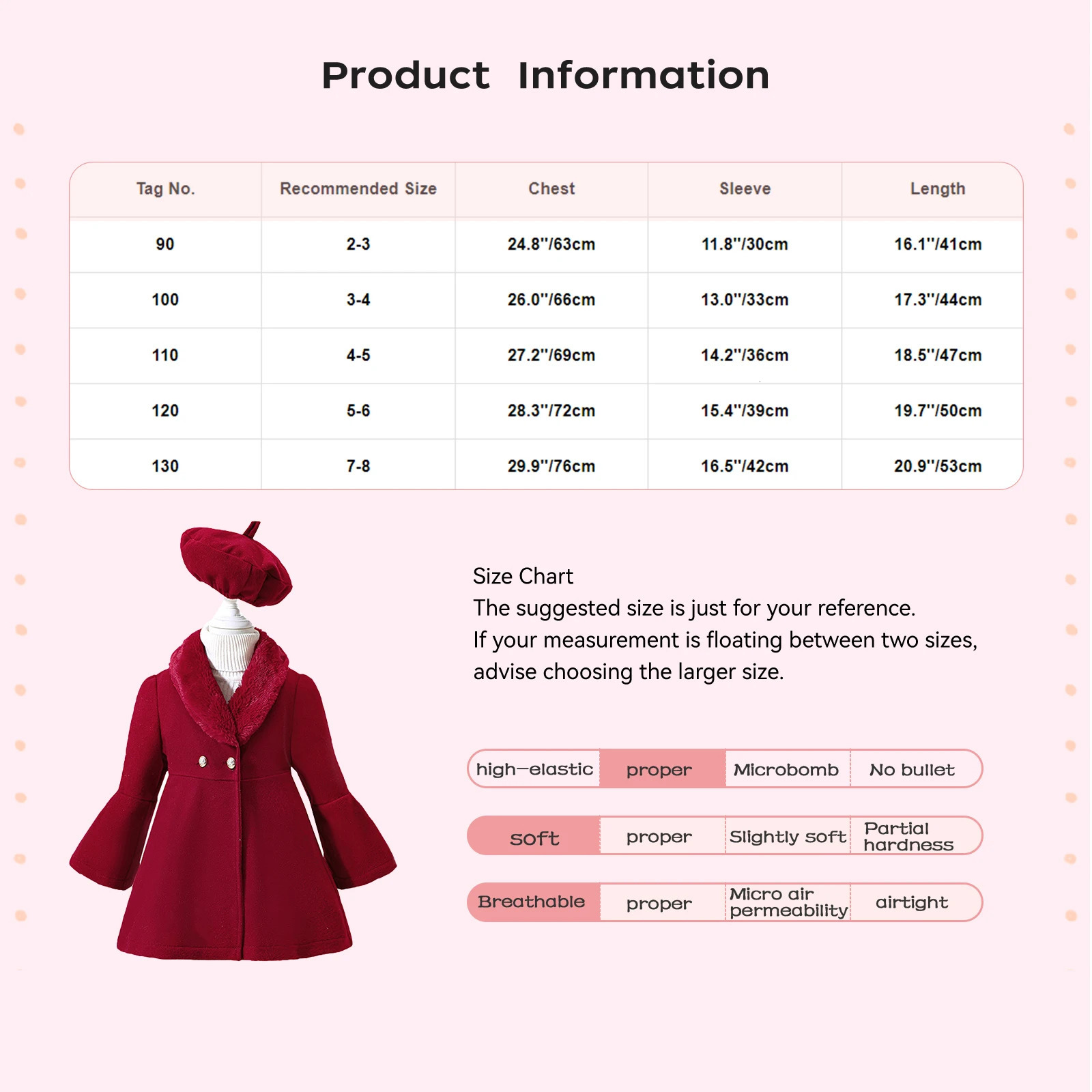 Kids Girls Autumn Winter Warm Woolen Blend Overcoat Furry Collar Long Sleeve Coat School Birthday Party Outerwear with Beret Hat 251015